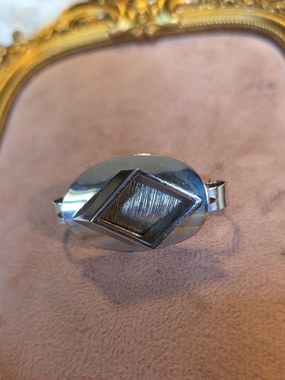 Vintage Mid Century Silver Geometric Scarf Clip